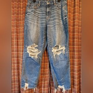 AE Distressed Curvy Mom Jeans
